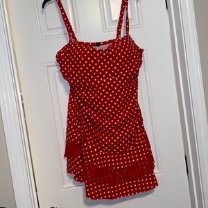 Torrid red & white polka dot 1-piece swim dress. 1-2x built in bra 38-40/DD-DDD.
